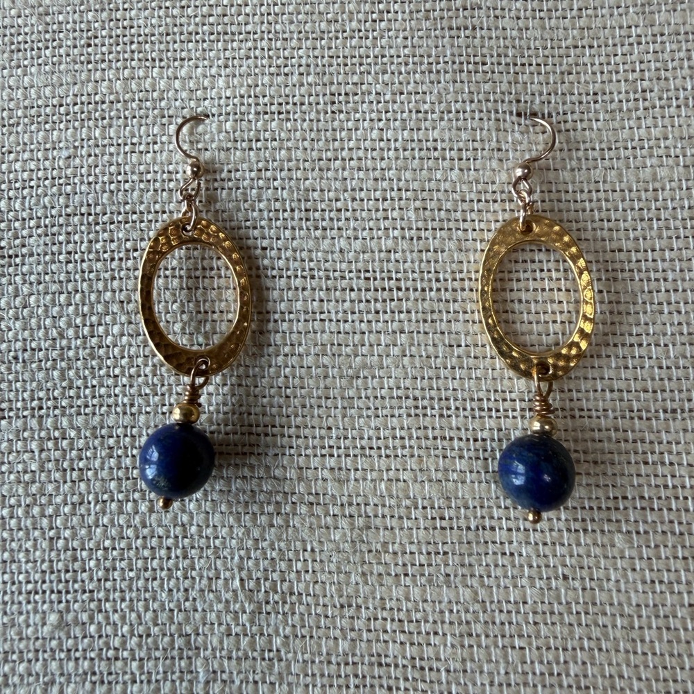 Elegant Gold and Blue Lapis Earrings
